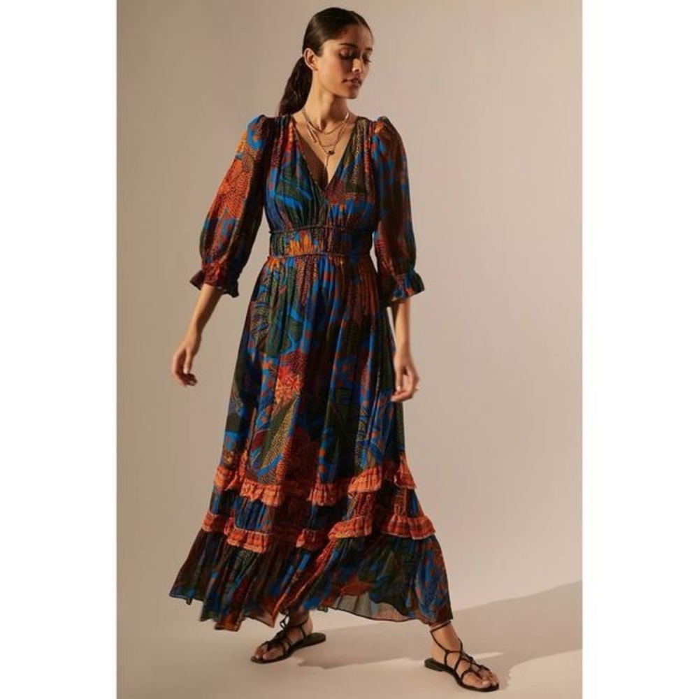 Farm Rio Puff Sleeve Maxi Dress